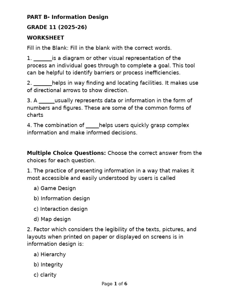 Grade 11 Information Design Worksheet | PDF | Information ...