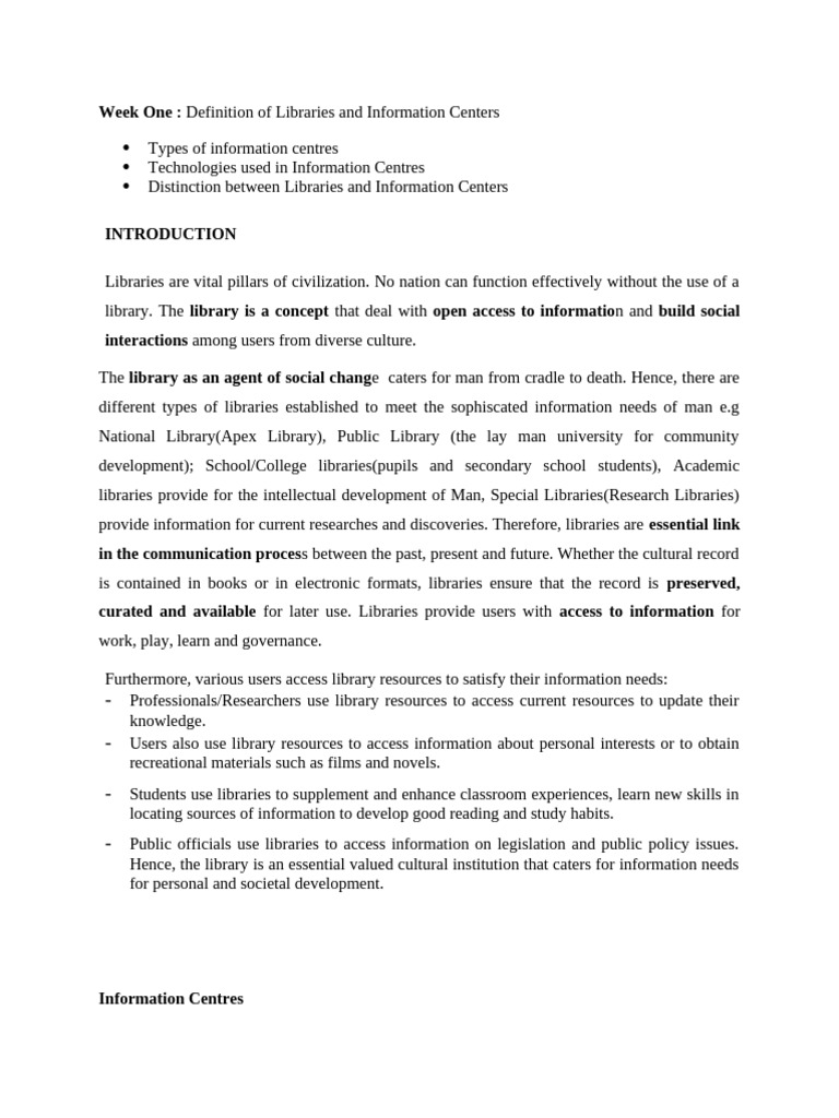 Libraries and Information Centers Explained | PDF | Libraries | Data