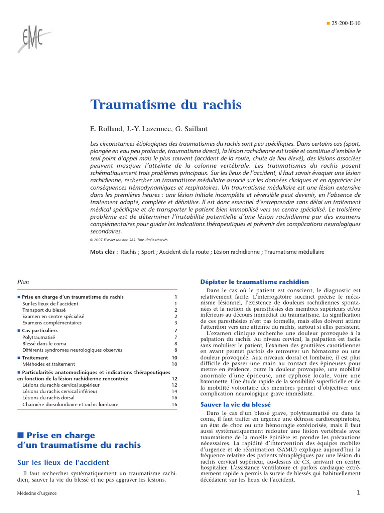 Prise en charge des traumatismes du rachis | PDF | Vertèbre ...