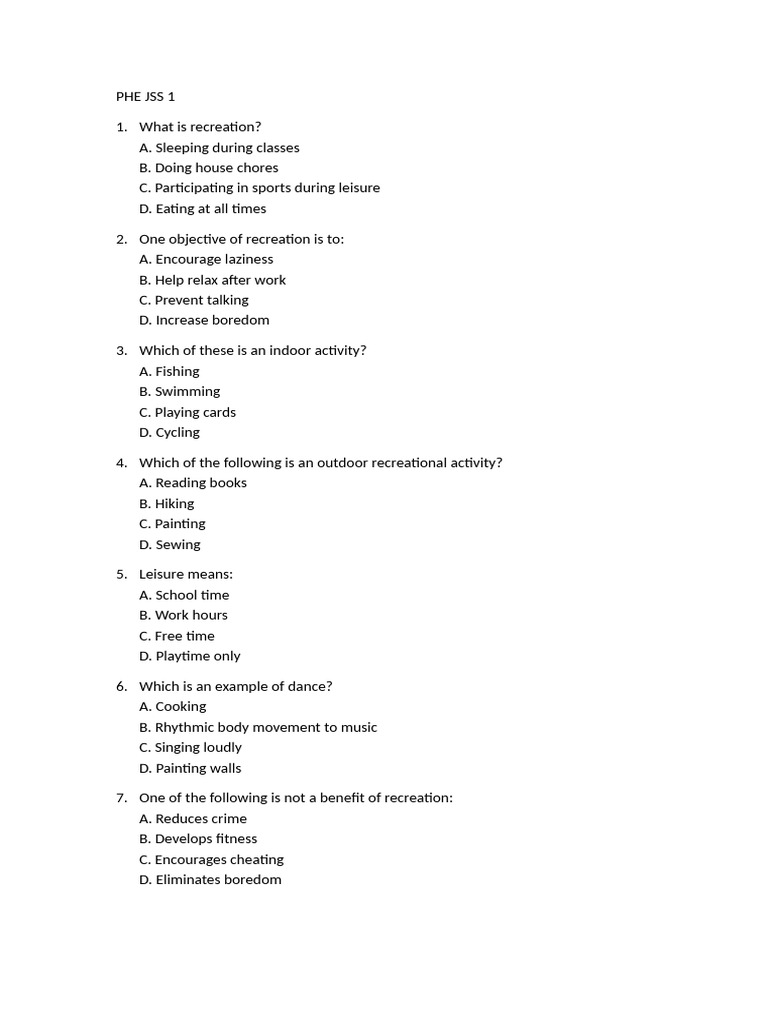 Recreation and Sports Knowledge Quiz | PDF | Volleyball | Association ...
