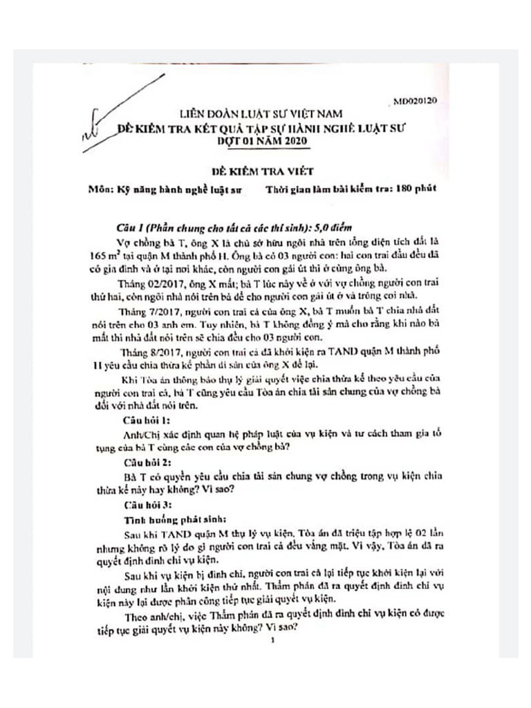 Đề 2020-1 (KN) & Key | PDF