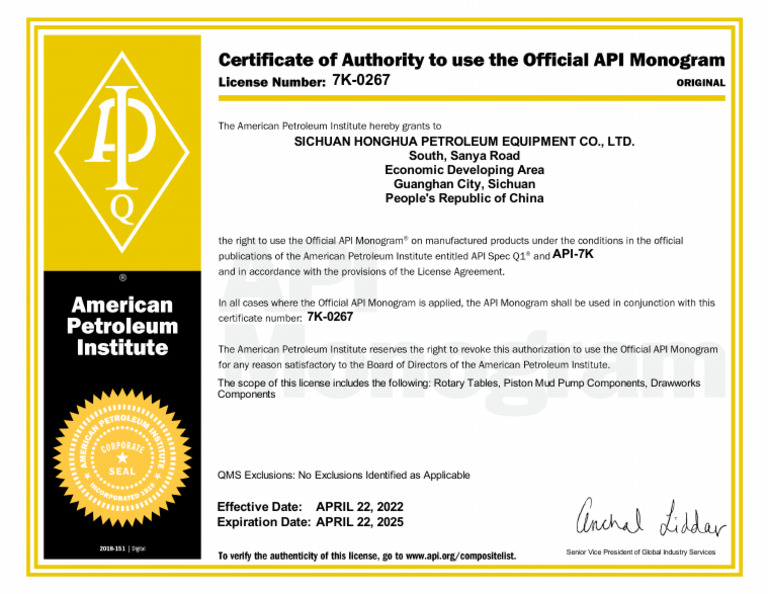 API-7K License for Rotary Tables & Pumps | PDF