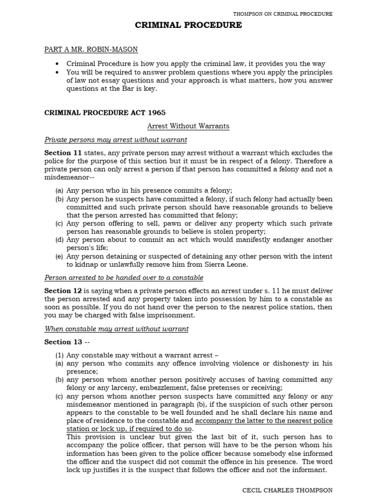 Overview of Criminal Procedure Law | PDF | Arrest Warrant | Bail