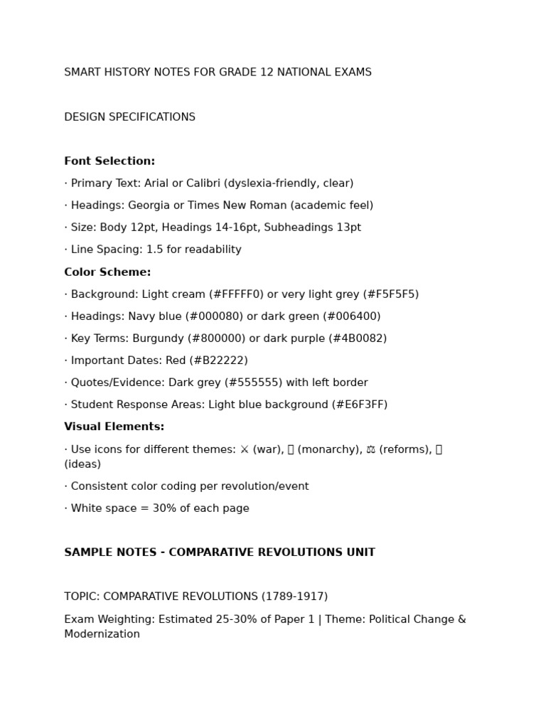 Grade 12 Exam History Notes Guide | PDF | French Revolution ...