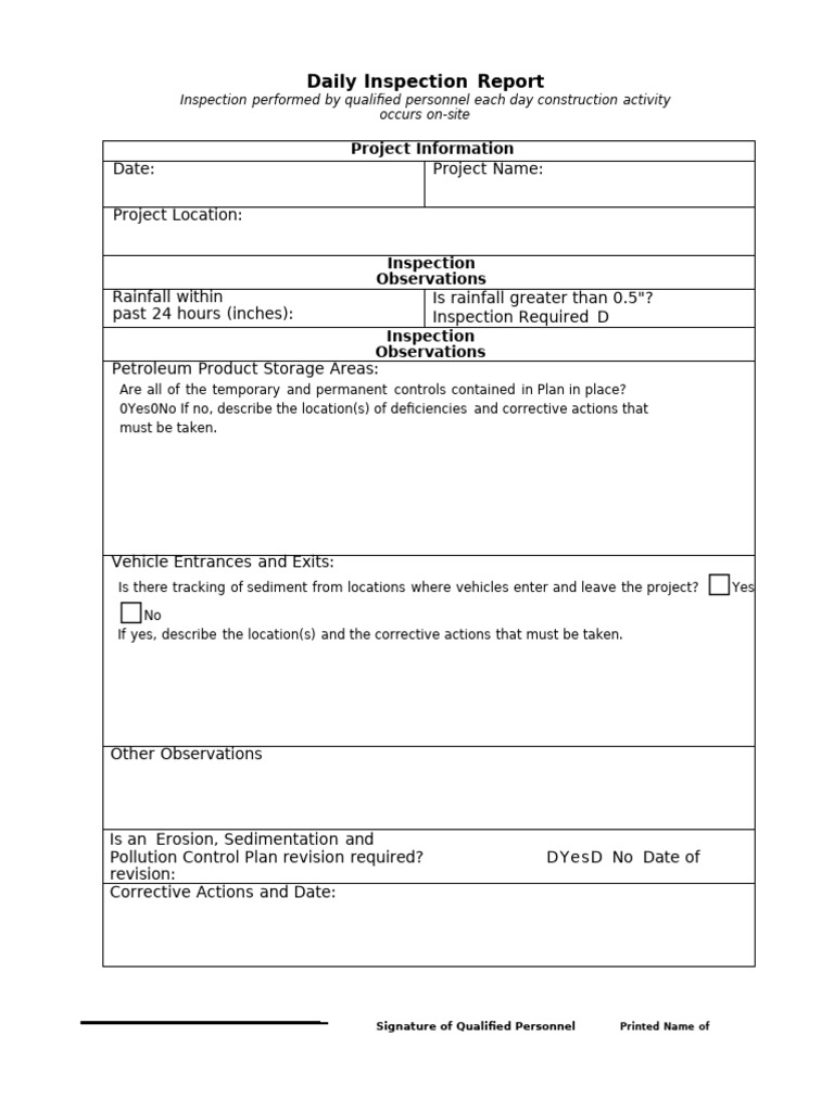 NPDES Daily Inspection Reports-1 | PDF