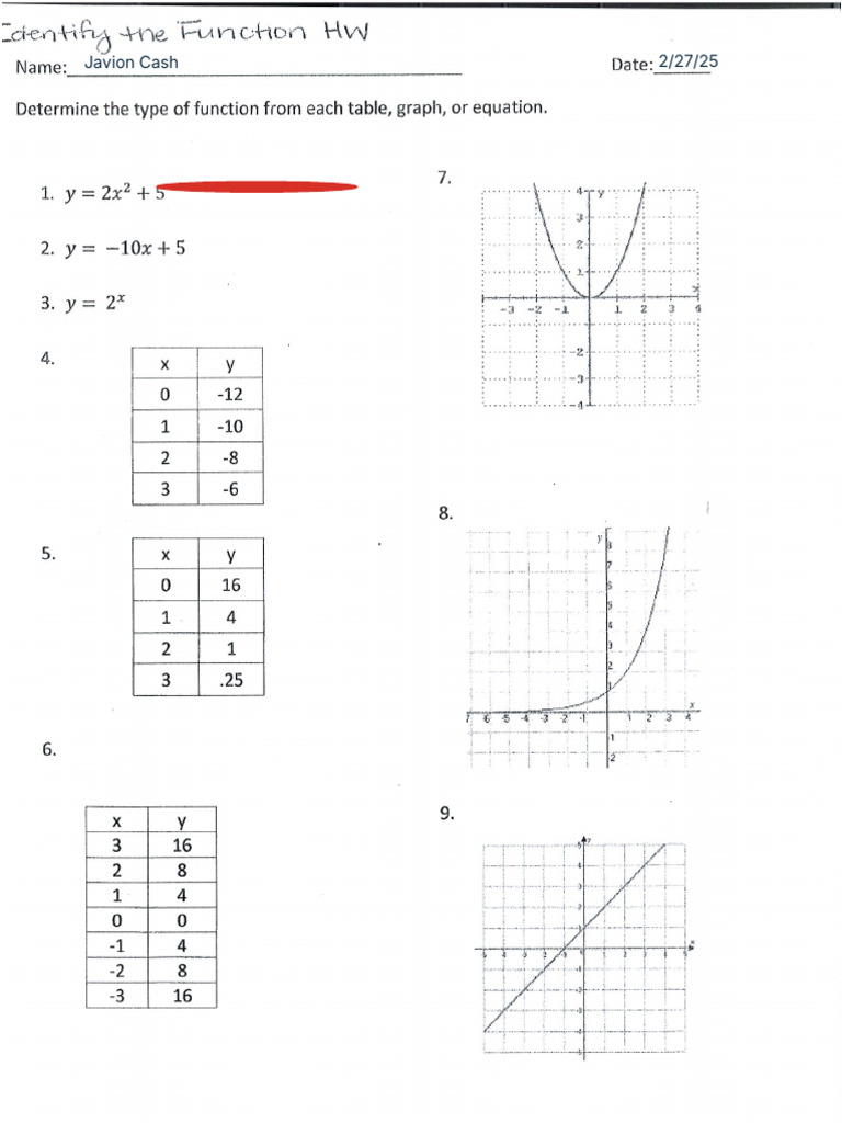Identify the Function HW | PDF