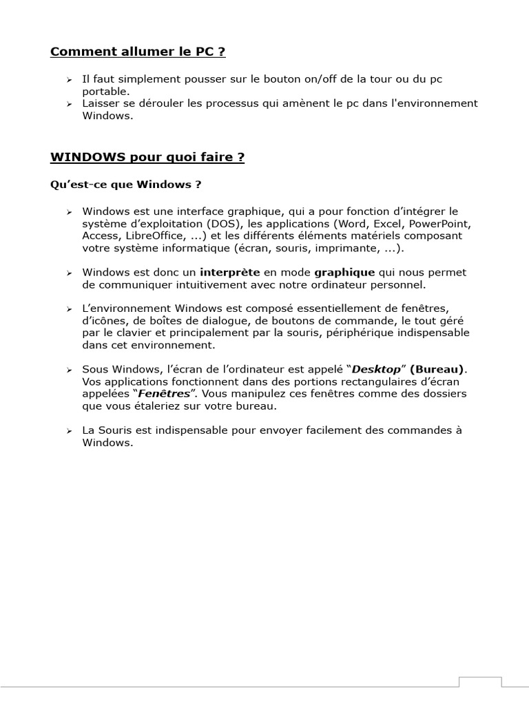 Guide d'utilisation de Windows et souris | PDF | Microsoft Windows ...