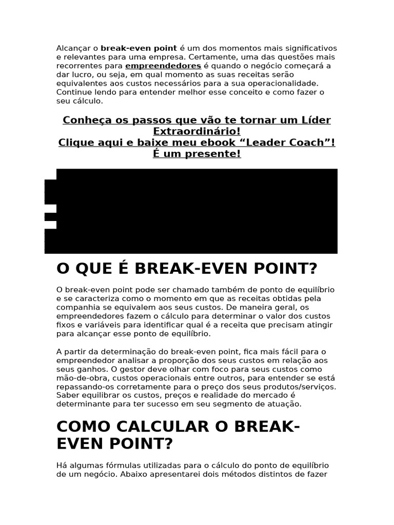 Como Calcular o Break-Even Point | PDF | Despesa | Economia de negócios