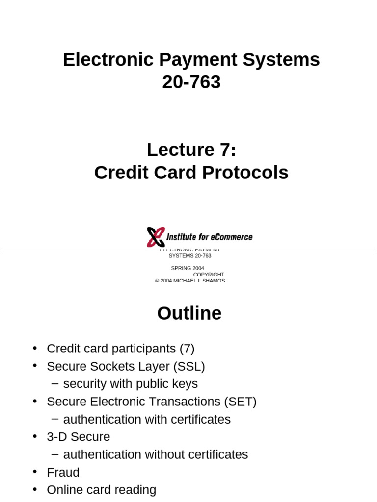 Credit Card Protocols in Electronic Payments | PDF | Transport Layer ...
