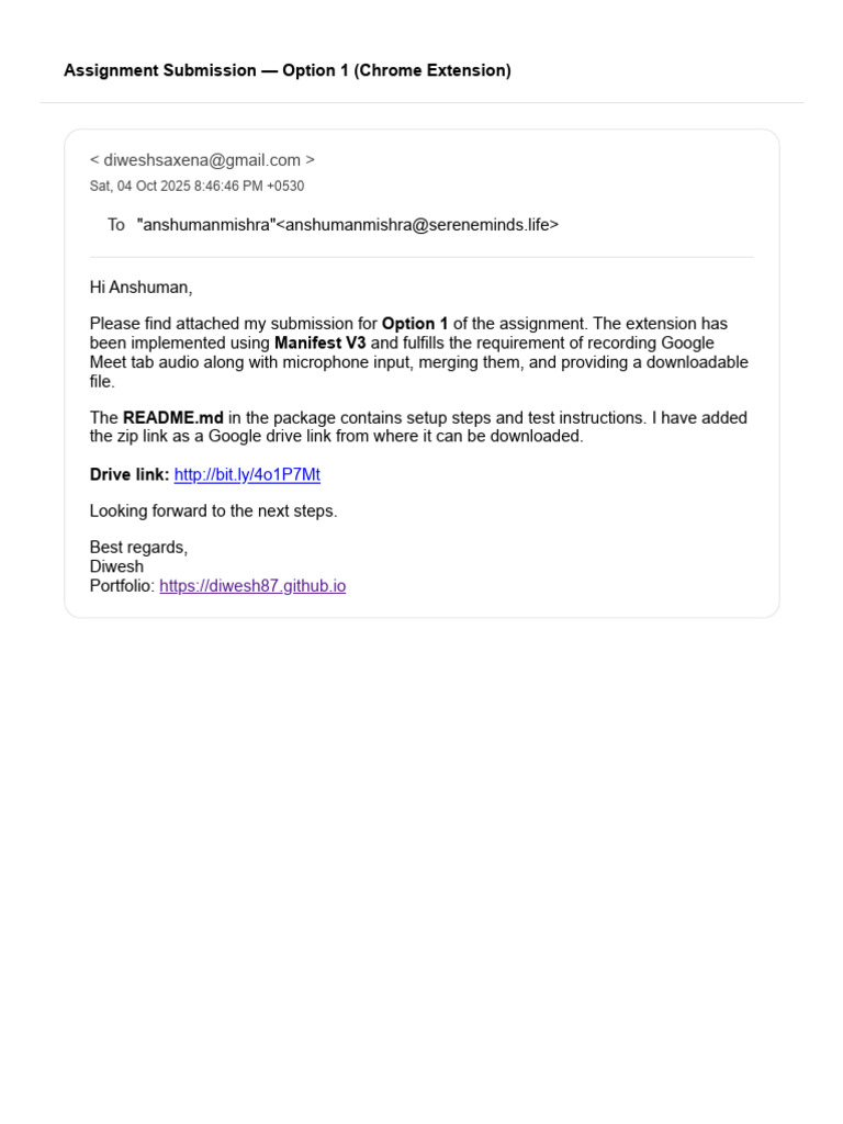 Assignment Submission — Option 1 (Chrome Extension) | PDF