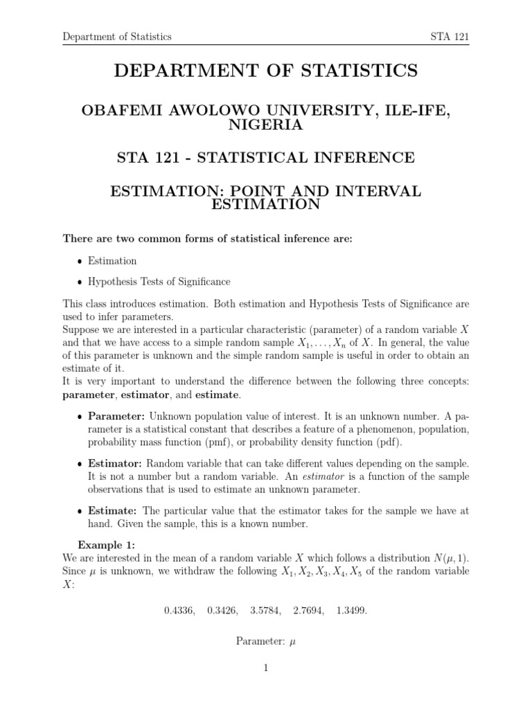 Statistical Inference: Estimation Techniques | PDF | Estimator | Bias ...