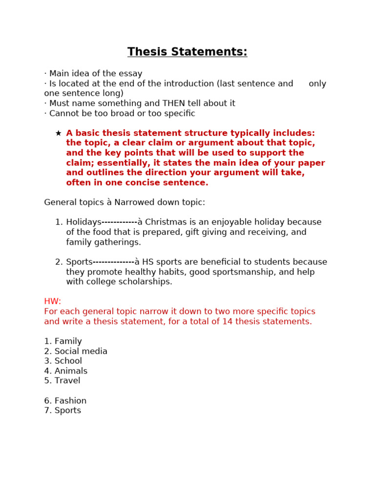 Crafting Effective Thesis Statements | PDF
