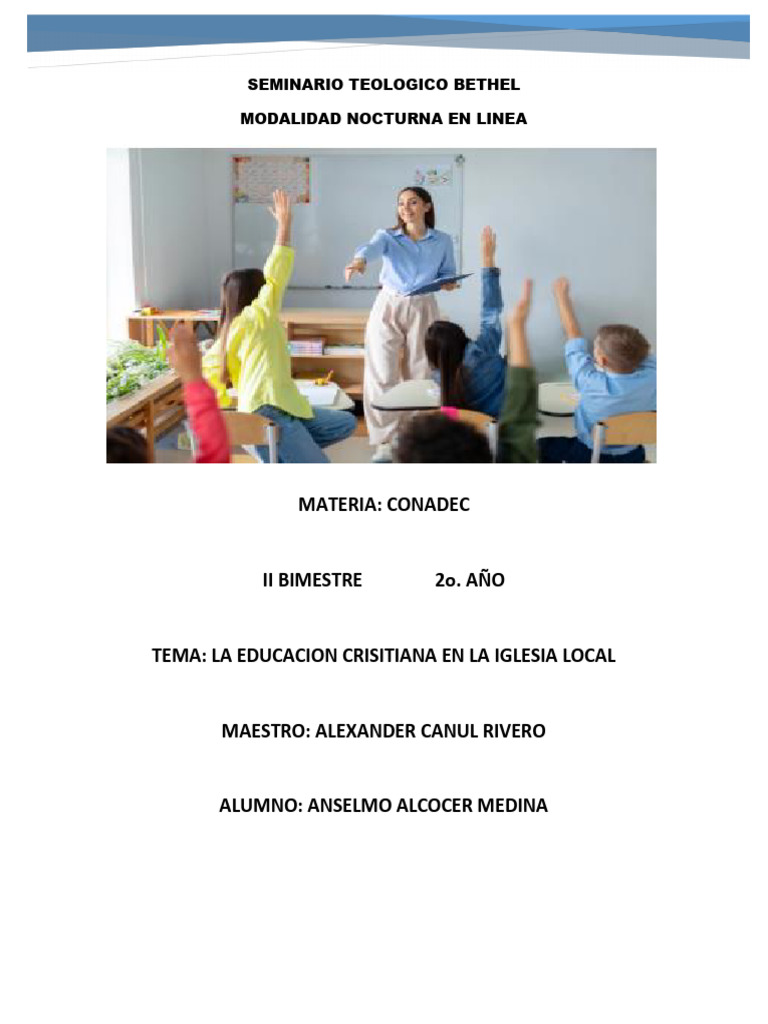 Educación Cristiana en la Iglesia Local | PDF | Iglesia cristiana ...