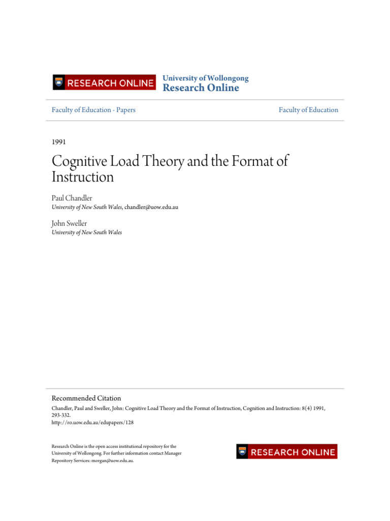 Cognitive Load Theory in Instruction | PDF | Experiment | Learning
