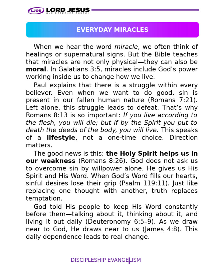 Everyday Miracles in Discipleship | PDF | Patience | Fruit Of The Holy ...