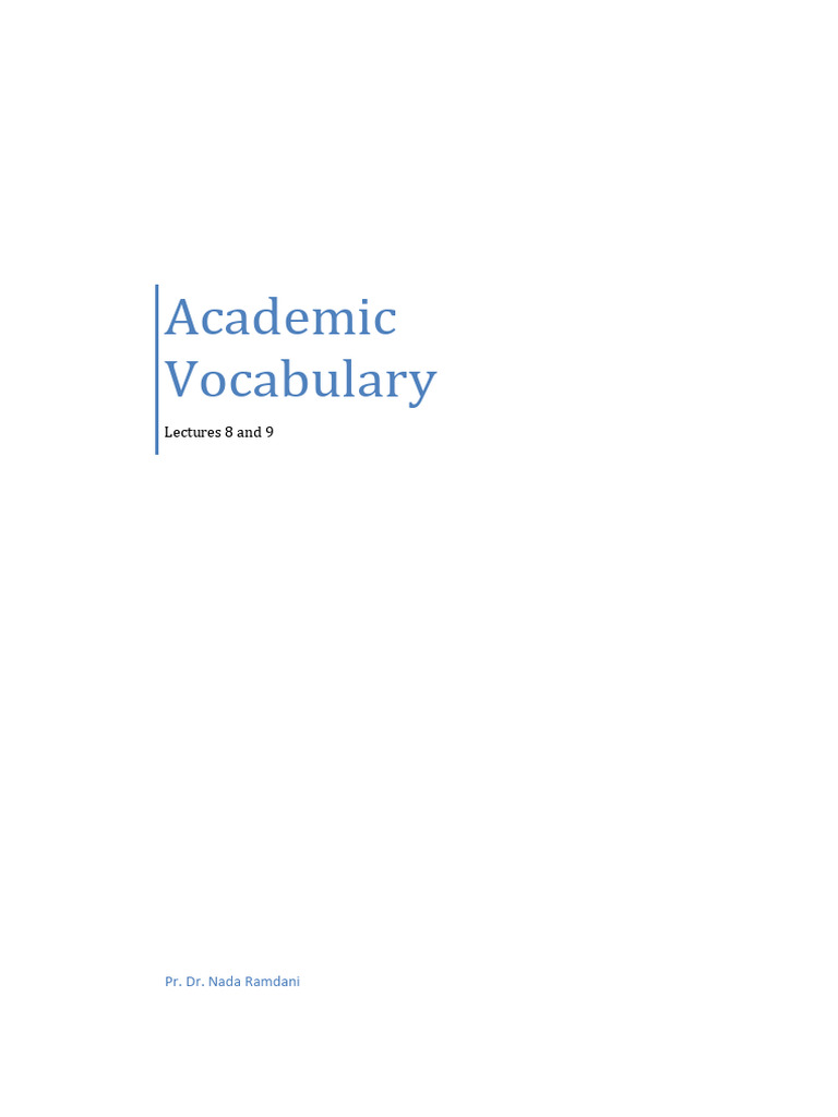 Academic Vocabulary Lectures 8 and 9 (Final) | PDF | Cost Of Living ...
