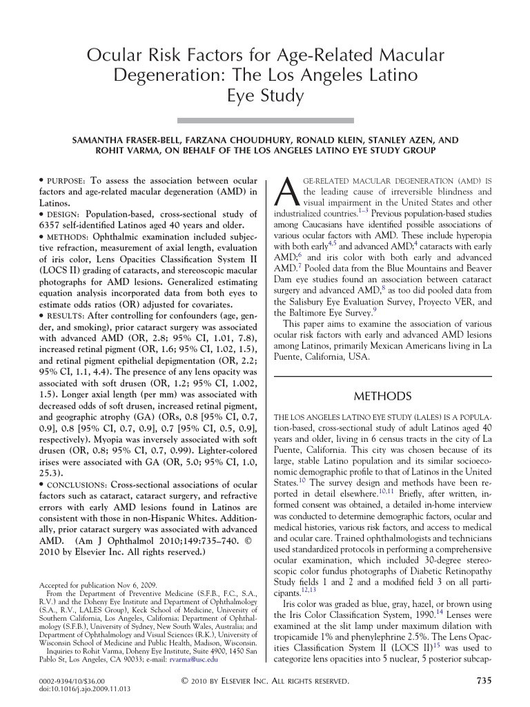 Ocular Factors Linked to AMD in Latinos | PDF | Human Eye | Ophthalmology