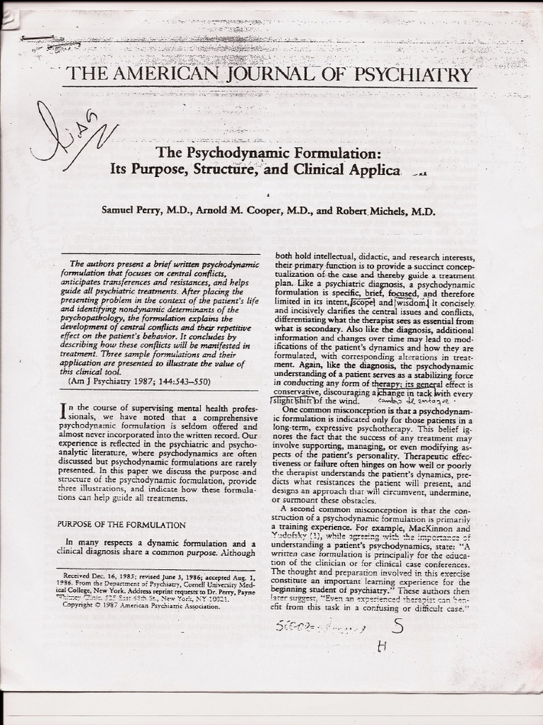 Formulacion Psicodinamica | PDF