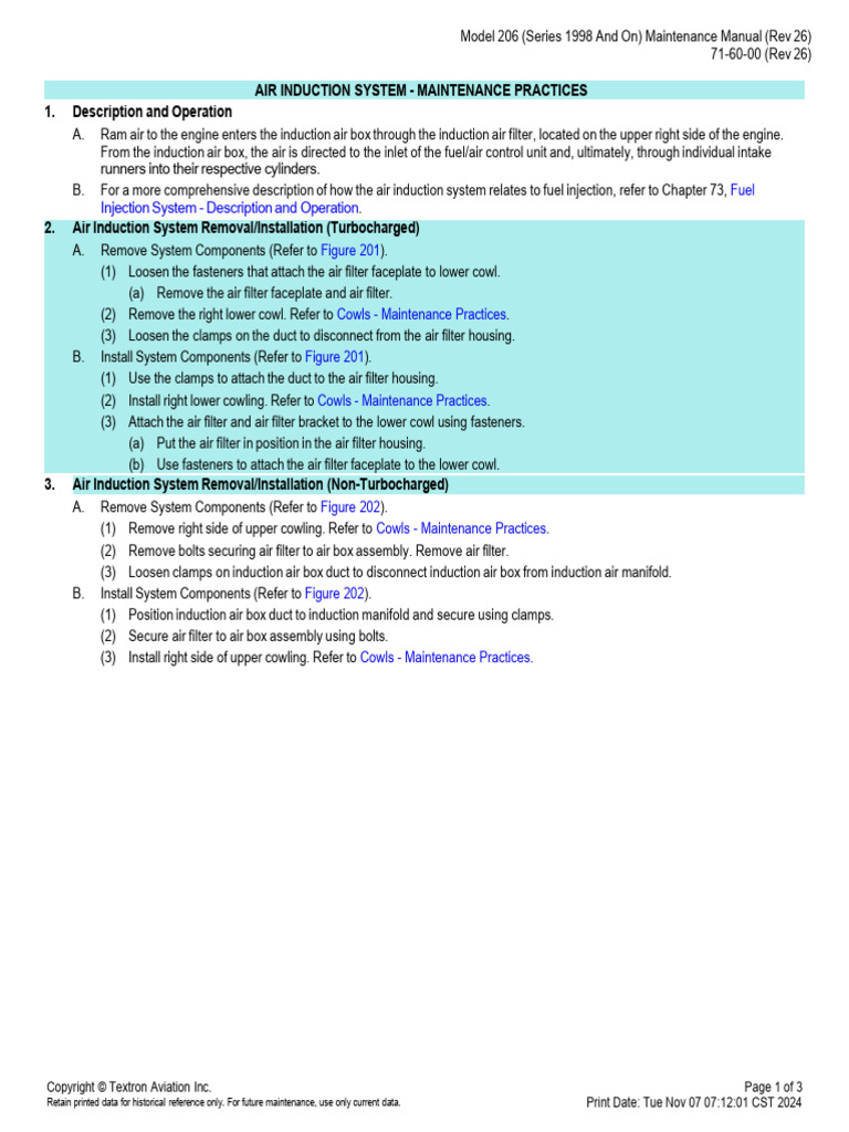 71-60-00 - AIR INDUCTION SYSTEM - MAINTENANCE PRACTICES | PDF ...