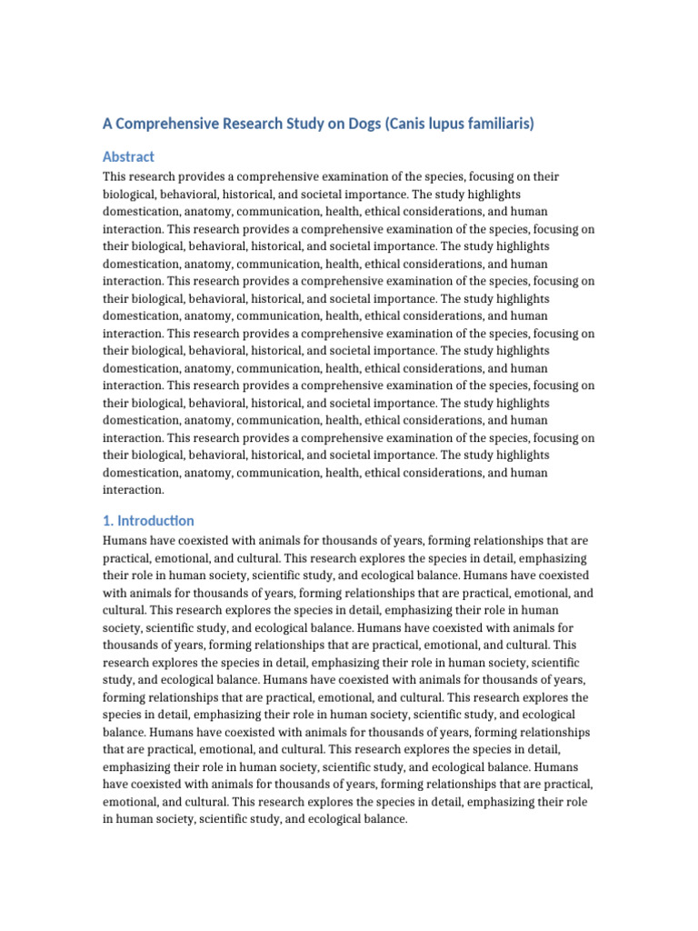 Comprehensive Study of Dogs' Importance | PDF | Conservation Biology ...