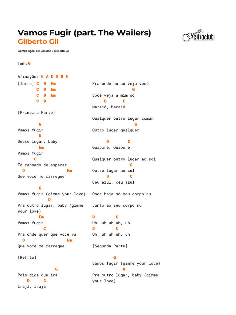 Vamos Fugir: Letra e Análise da Música | PDF | Música gravada | Álbuns