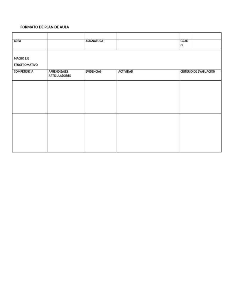 Formato de Plan de Aula | PDF