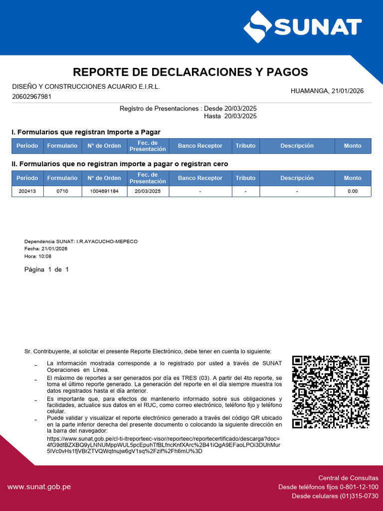 Reporte de Declaraciones y Pagos SUNAT | PDF | Informática ...