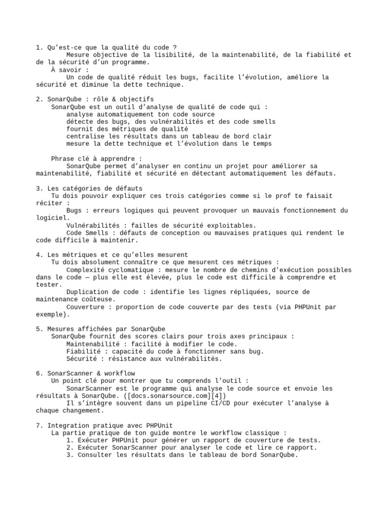 Analyse de la qualité du code avec SonarQube | PDF | Bug (informatique ...