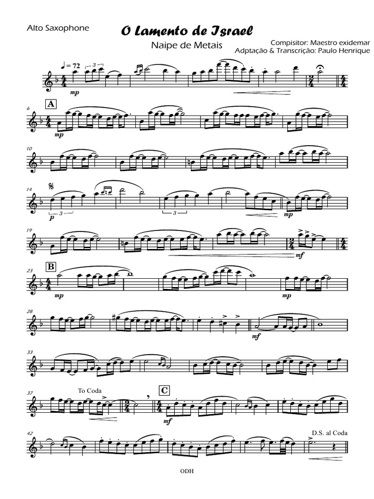 O Lamento de Israel METAIS-Alto_Saxophone | PDF