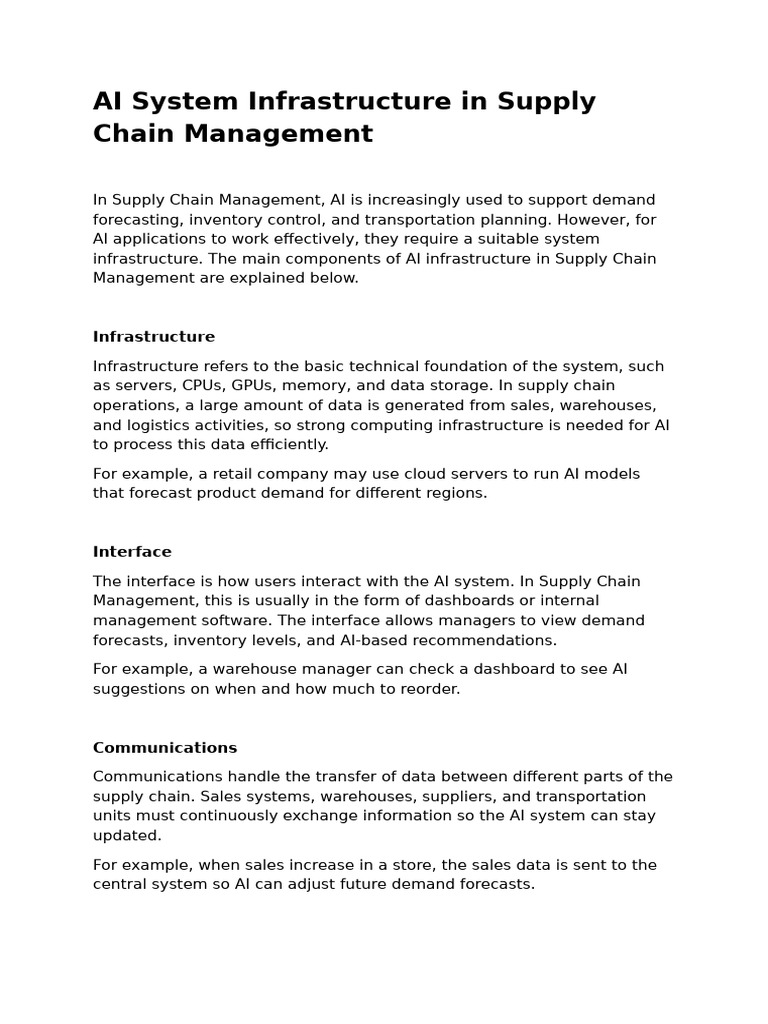 AI Infrastructure for Supply Chain Management | PDF