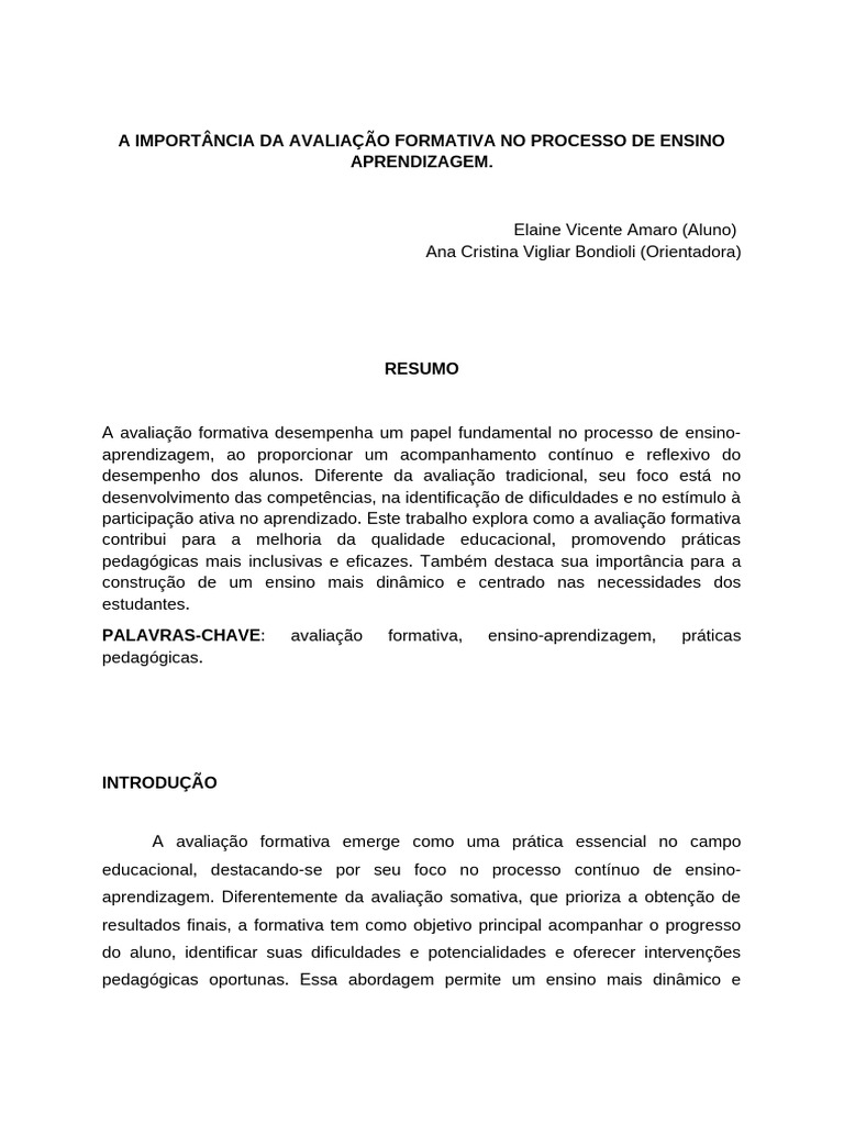 Avaliação Formativa no Ensino Eficaz | PDF | Pedagogia | Aprendizado