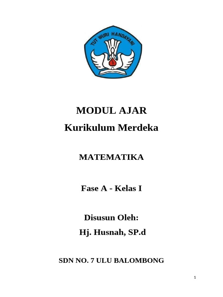 Modul Ajar Matematika Kelas I 2024 | PDF