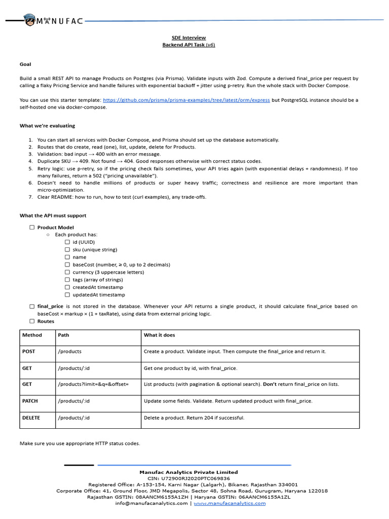 Manufac Analytics _ SDE (Backend) Assignment _ v6 _ NodeJS | PDF ...