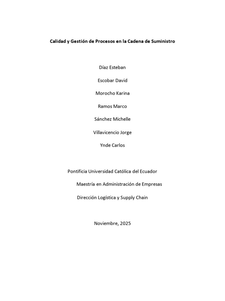 Calidad en la Cadena de Suministro | PDF | Calidad (comercial) | Logística