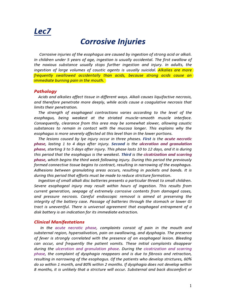 7.Corrosive Injuries | PDF | Esophagus | Esophageal Cancer