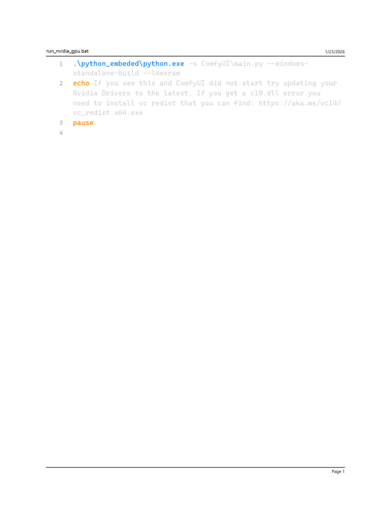 Run ComfyUI on Nvidia GPU Batch File | PDF