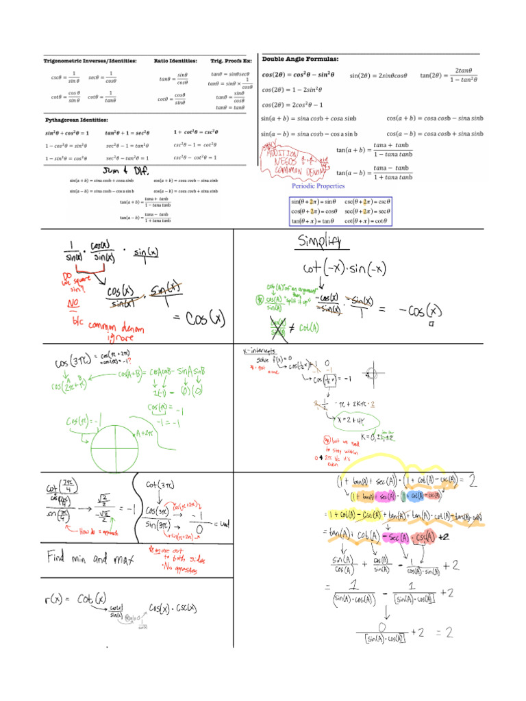 Trigonometric Functions and Simplifications | PDF