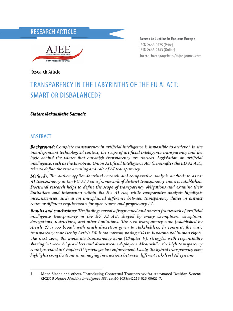 EU AI Act Transparency Analysis | PDF | Artificial Intelligence ...