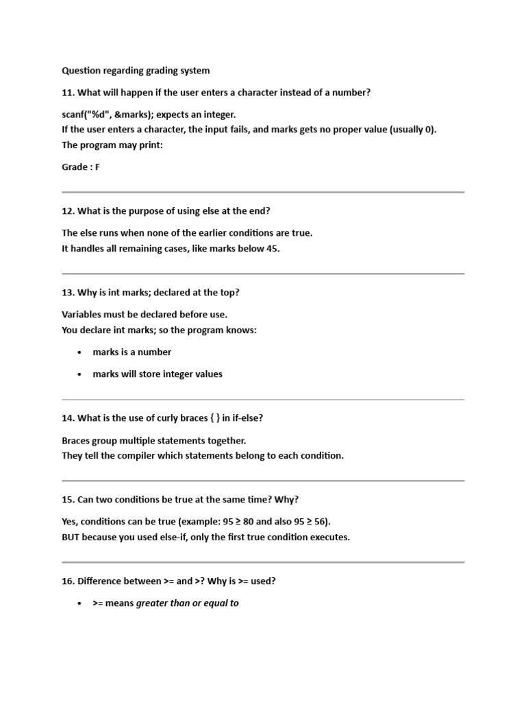 Understanding C Grading System Logic | PDF