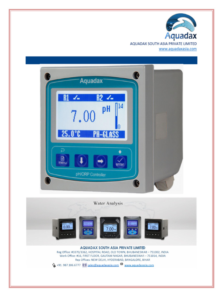 pH/ORP Analyzer - ADVIT PRO PHO Model | PDF | Sensor | Ph