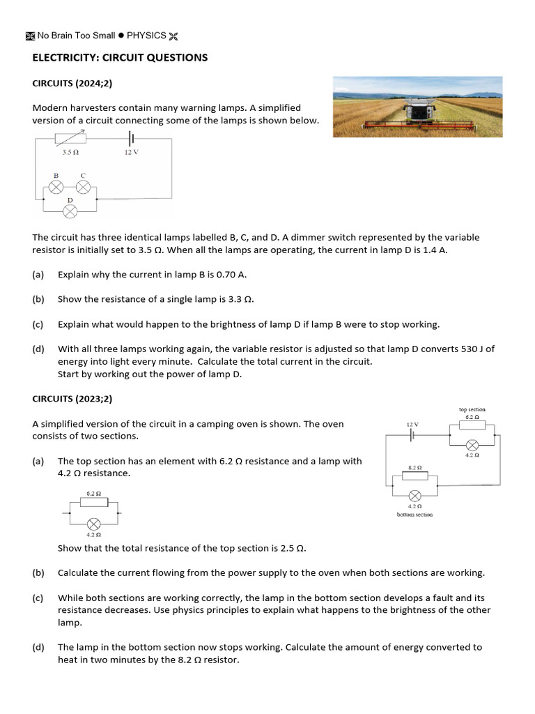 Circuit Questions and Calculations Guide | PDF | Resistor | Voltage