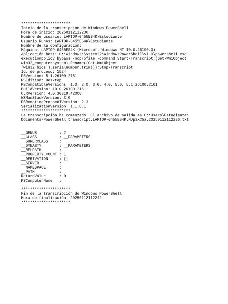 PowerShell Transcript.laptOP G455ES4K.njp3XC5a.20250112112236 | PDF