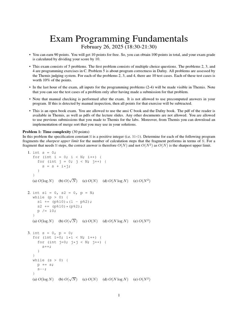 Exam on Programming Fundamentals | PDF | Integer (Computer Science ...