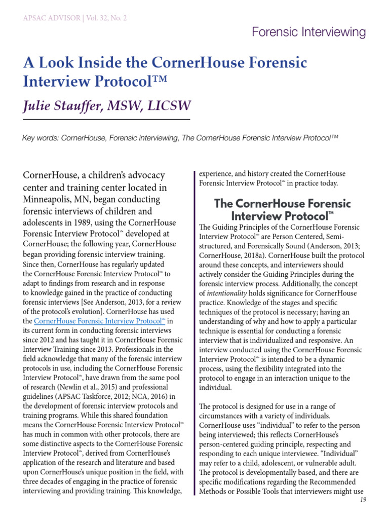 CornerHouse Forensic Interview Protocol | PDF | Communication | Information