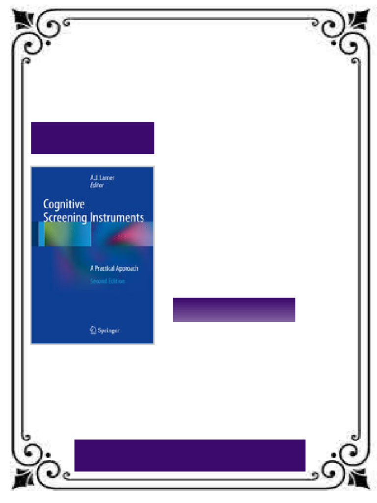 Cognitive Screening Instruments A Practical Approach 2nd Edition A. J ...