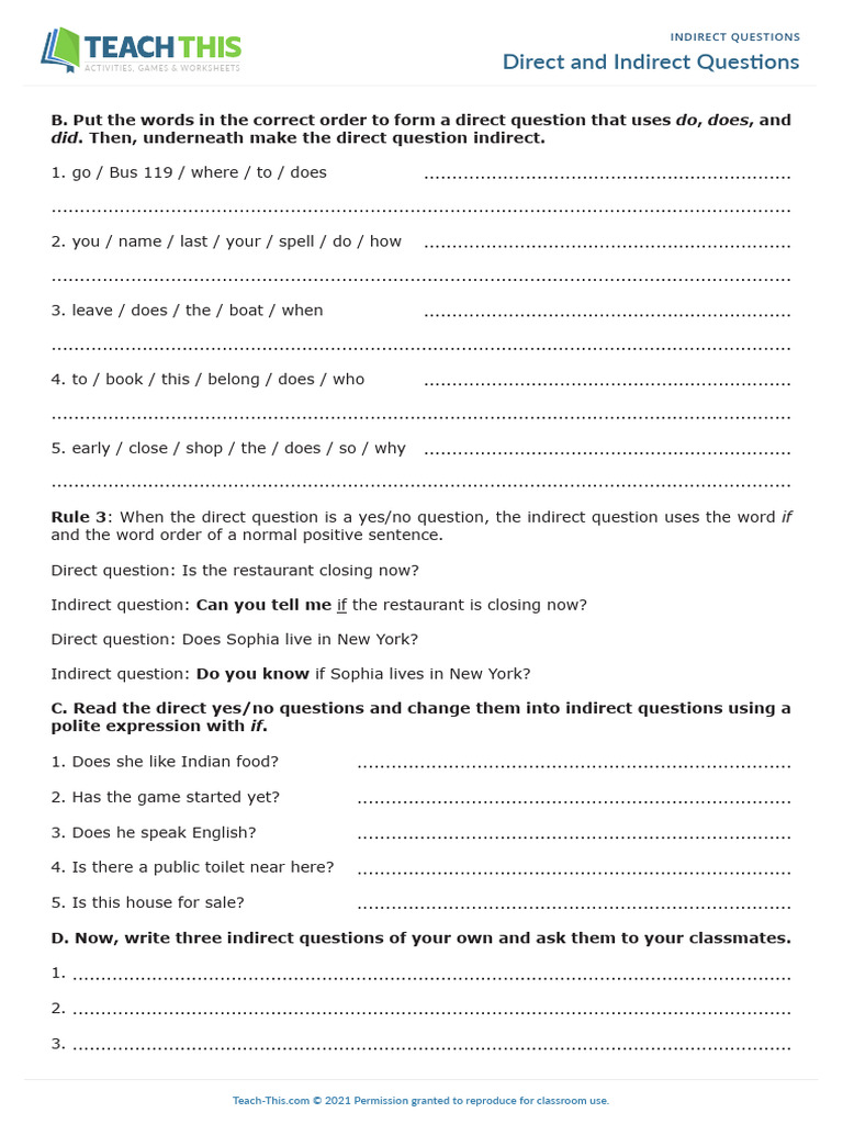 Mastering Indirect Questions in English | PDF | Linguistics | Chess Theory