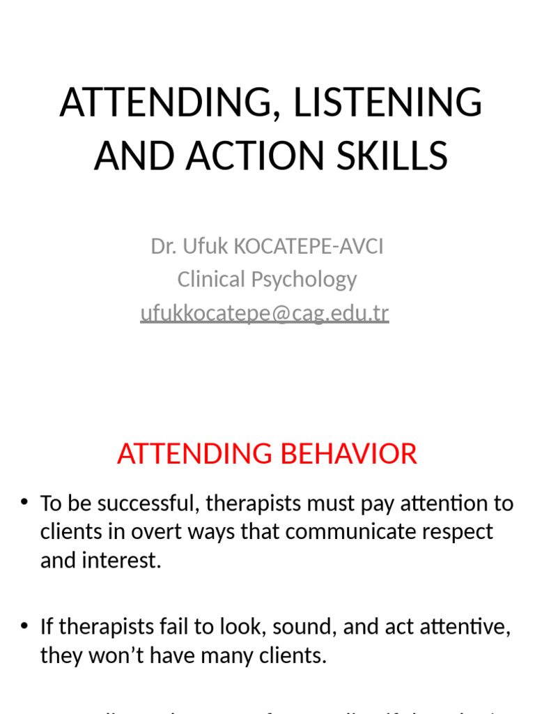 Essential Attending Skills for Therapists | PDF | Feeling | Psychotherapy