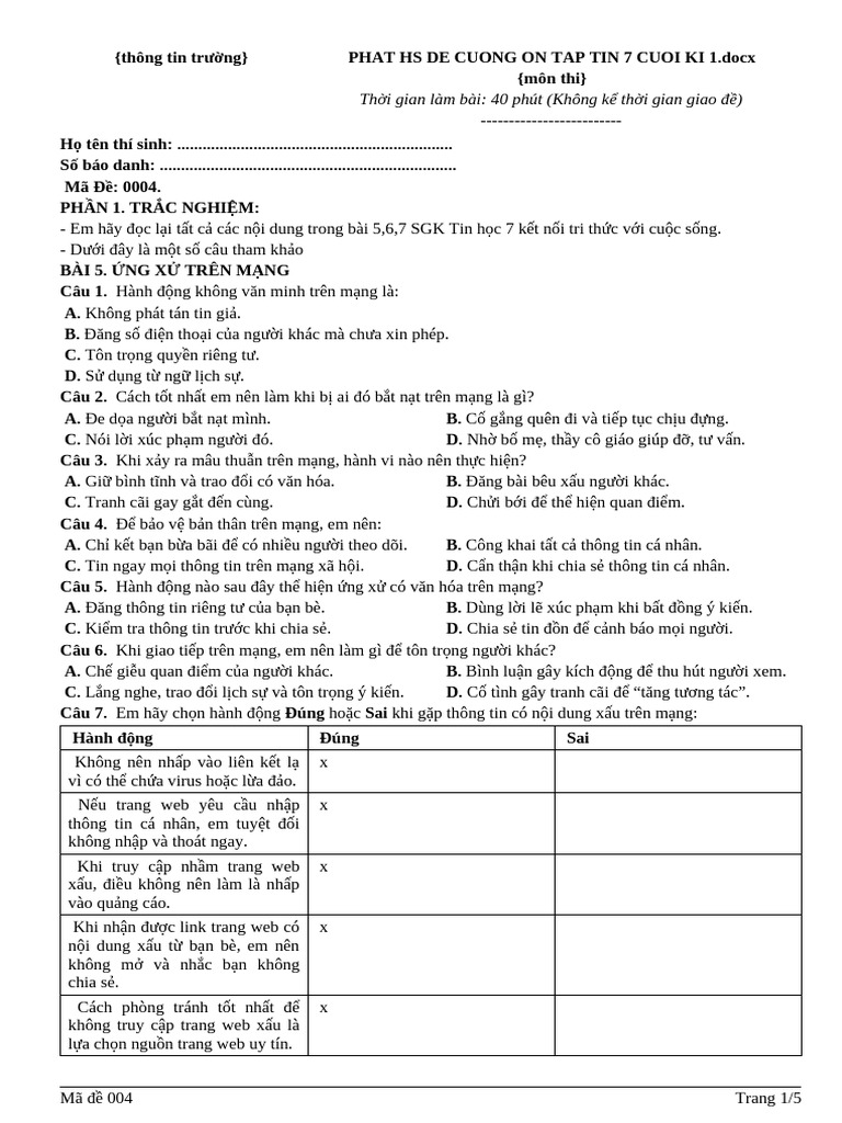 0004 Lblgco Phat Hs de Cuong On Tap Tin 7 Cuoi Ki 1.docx 15-12-2025 | PDF