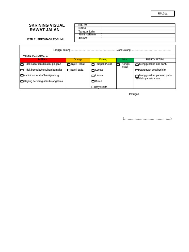 Skrining Visual Risiko Jatuh Puskesmas | PDF