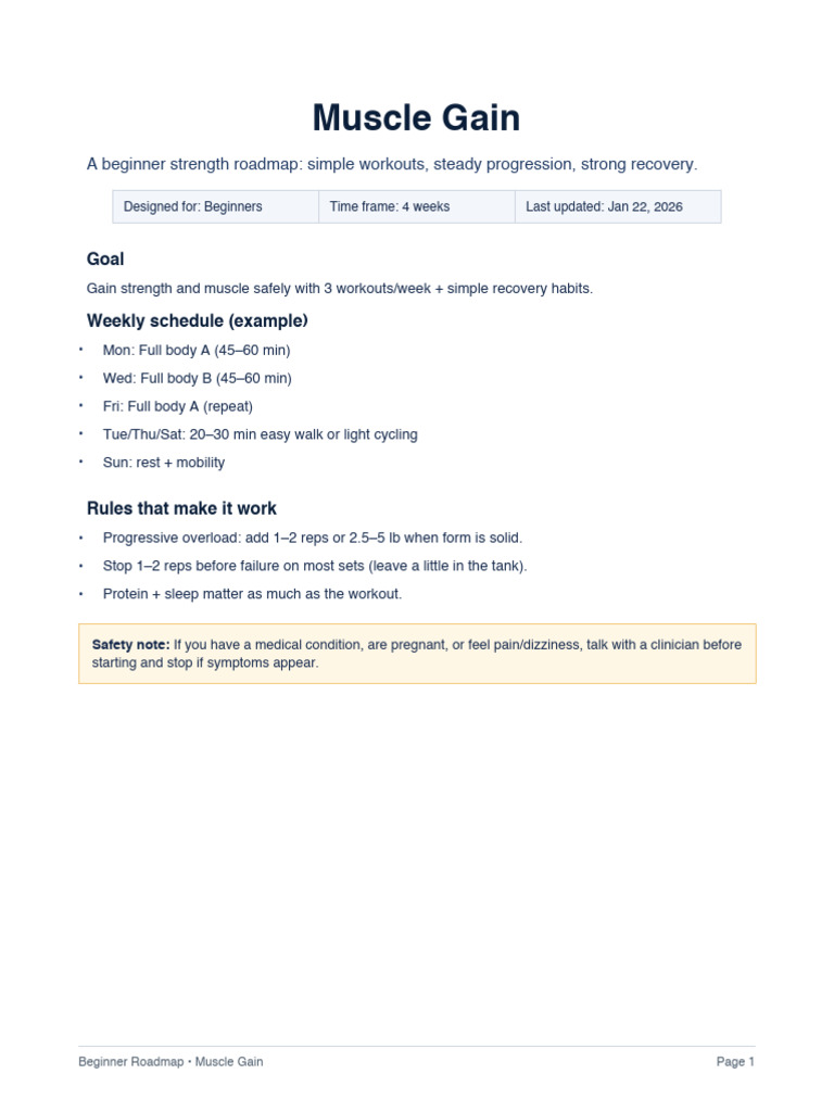 Beginner Roadmap Muscle Gain - Andre Otero | PDF | Strength Training | Physical Exercise
